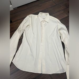 Mens Vintage White Prada Dress Shirt White With Ruffle 44/17.5